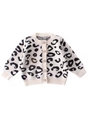 Cardigan print leopard, 9-12 luni
