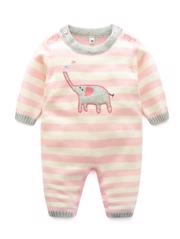 Salopeta tricotata nou-nascuti "Pink Elephant" 0-3 luni