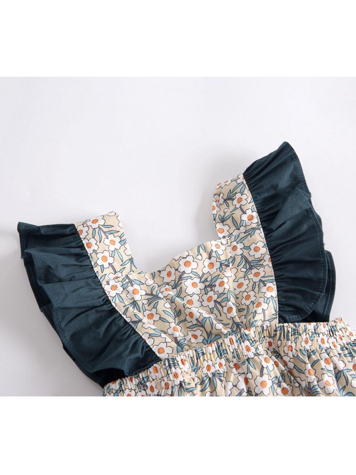 Poza produs Salopeta scurta cu imprimeu floral 3-6 luni