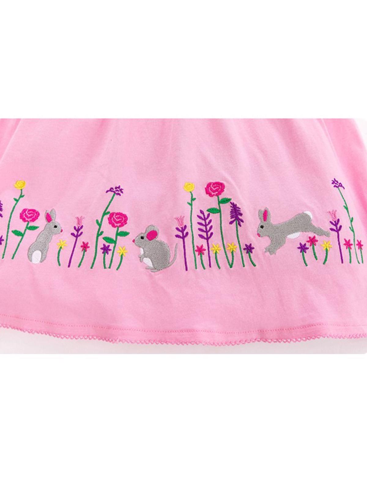 Poza produs Rochie cu guleras si aplicatii florale 3-4 ani