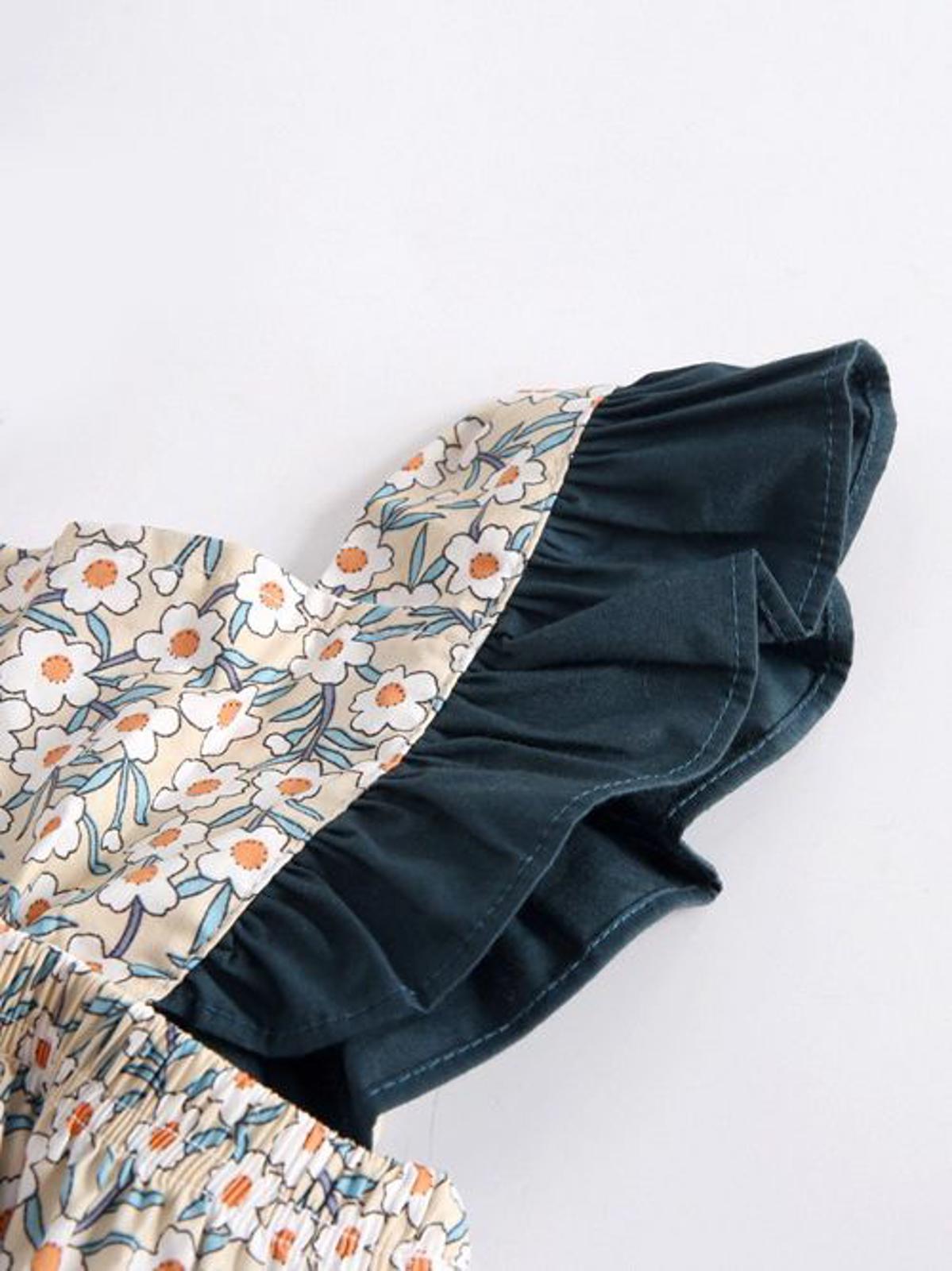 Poza produs Salopeta scurta cu imprimeu floral 6-9 luni