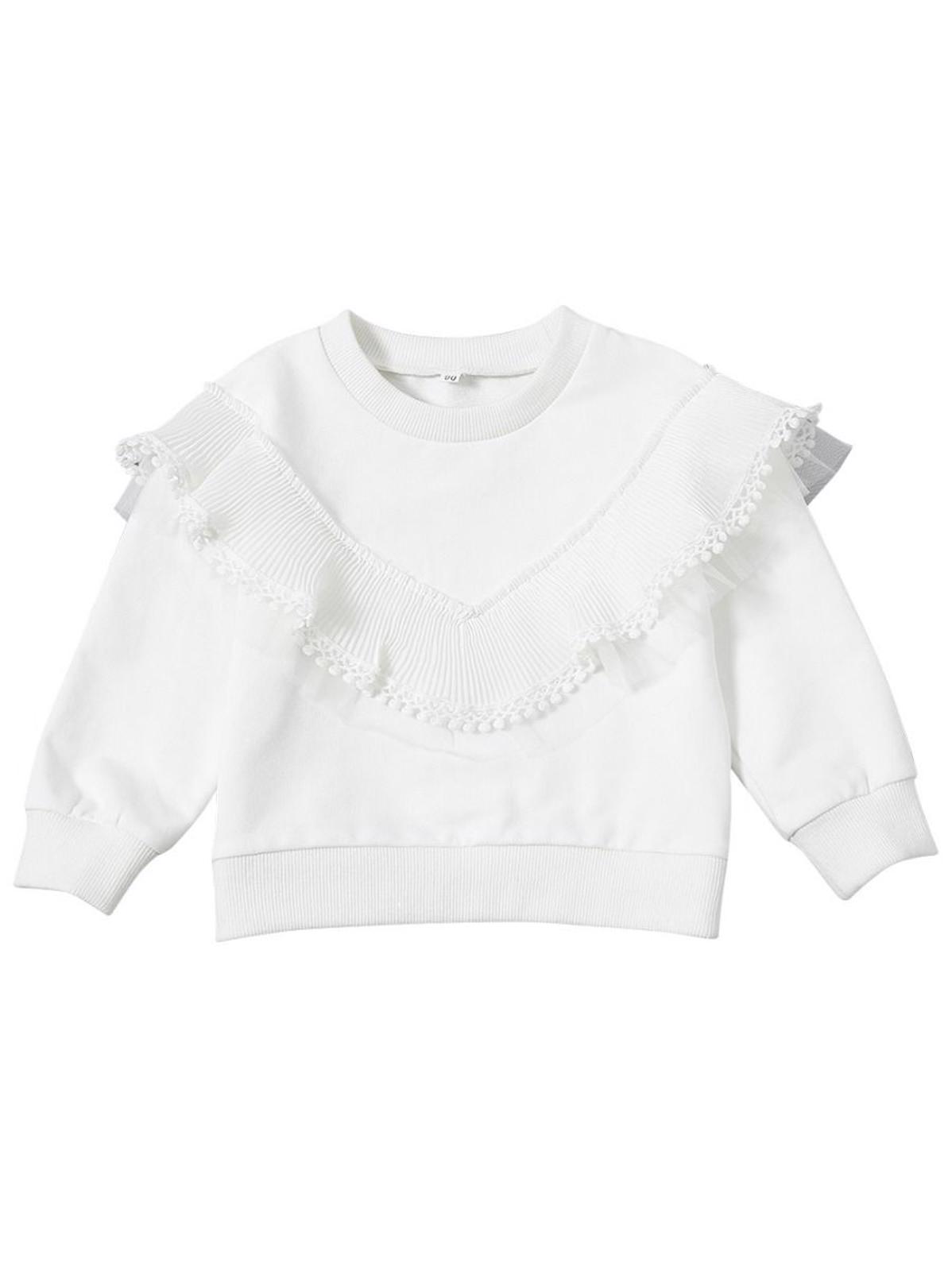 Poza produs Bluza alba cu volanas aplicat, 12 luni