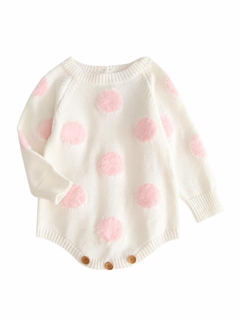 Poza produs Body tricotat "Pink Dots", 9-12 luni