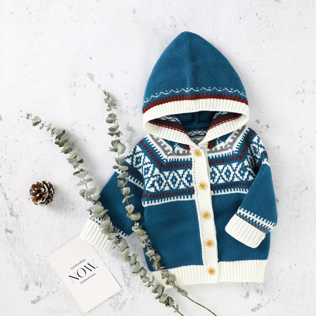 Poza produs Cardigan gluga  bumbac 100% 9-12 luni